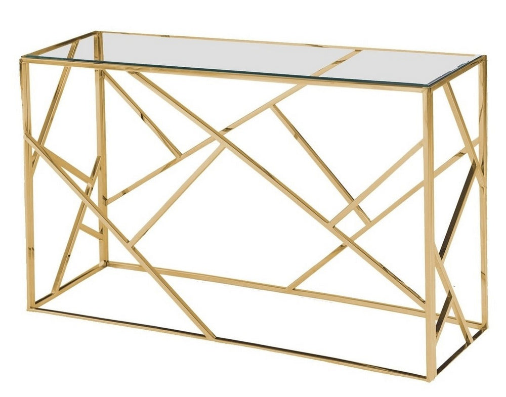 Selma Gold Metal/Clear Glass Sofa Table
