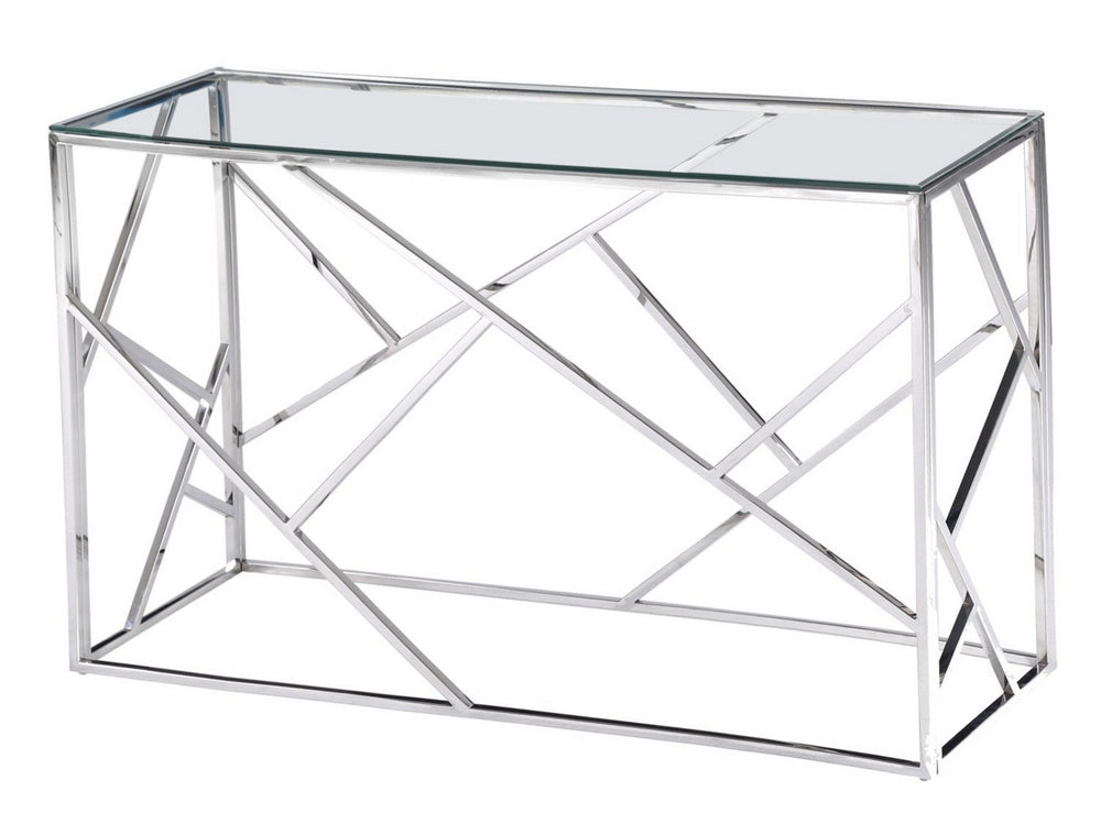 Selma Silver Metal/Clear Glass Sofa Table