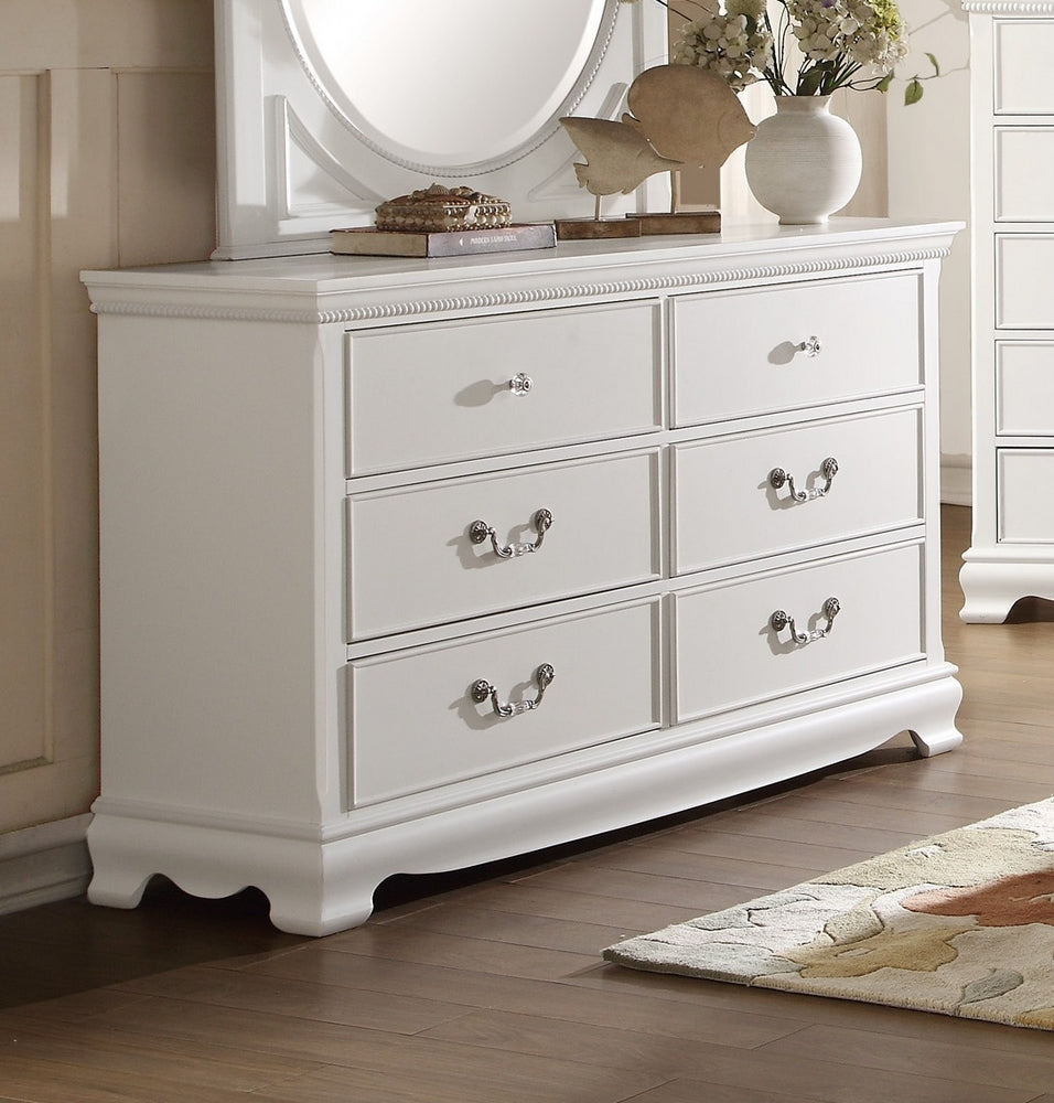 Lucida 6-Drawer Youth White Wood Dresser