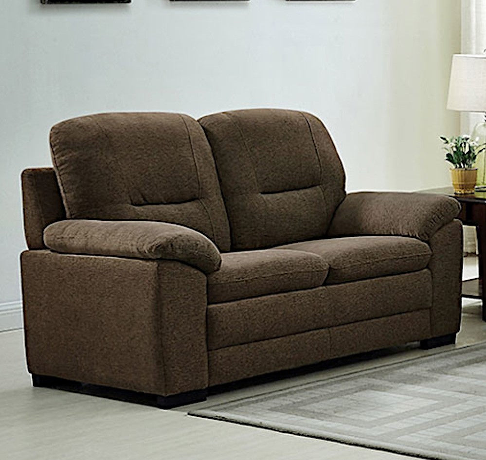 Sabrina Dark Brown Linen Fabric Loveseat