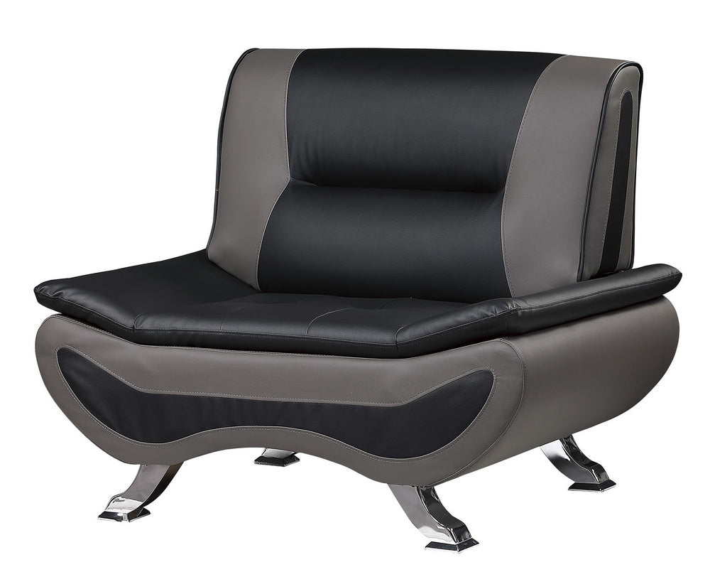 Veloce Black/Gray Faux Leather Chair