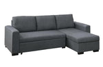 Assunta Blue Grey Polyfiber Sectional with Pull-Out Bed