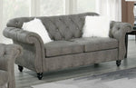 Raquel Slate Grey Breathable Leatherette Tufted Loveseat