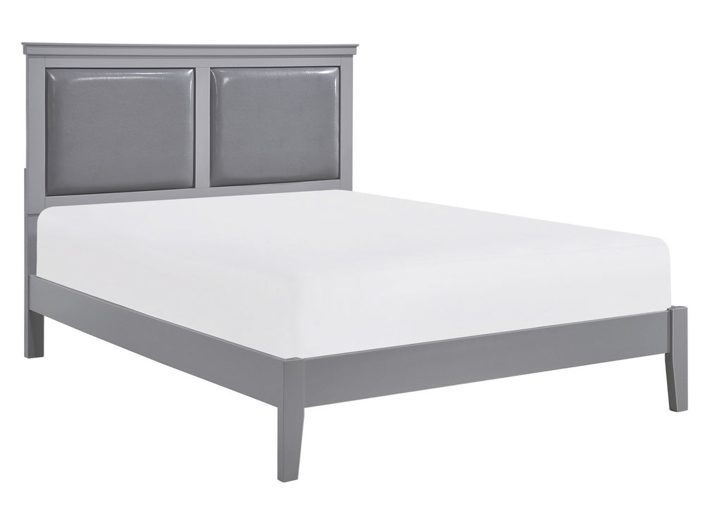 Seabright Gray Wood/Faux Leather Queen Bed