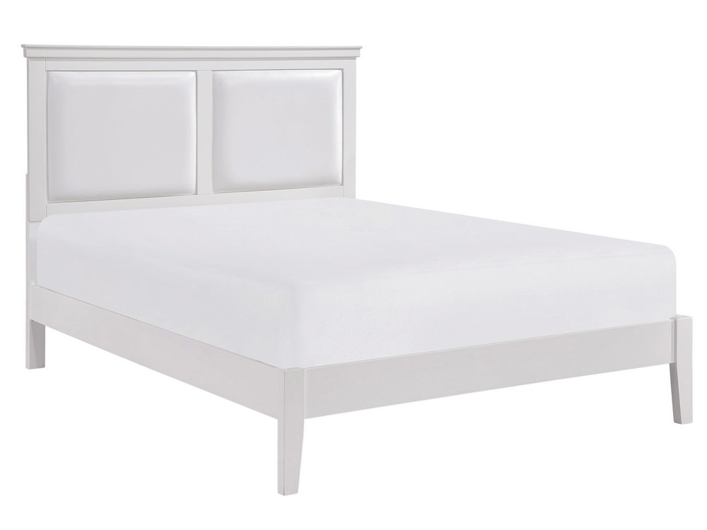 Seabright White Wood/Faux Leather Queen Bed