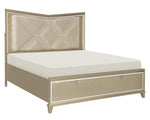 Bijou Champagne Metallic Wood Queen Bed with Storage