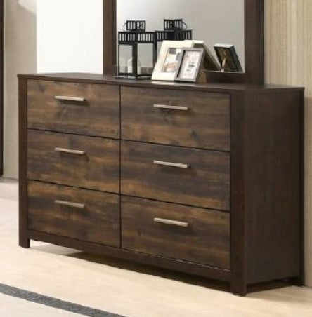 Caris Brown Wood 6-Drawer Dresser