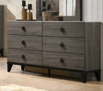 Kristine Brownish Grey Wood 6-Drawer Dresser