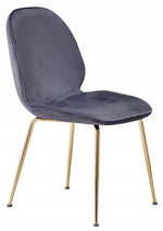 Tara 2 Grey Velvet/Gold Metal Side Chairs