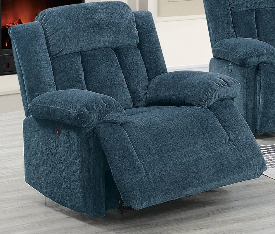 Daniella Dark Blue Chenille Power Recliner with USB