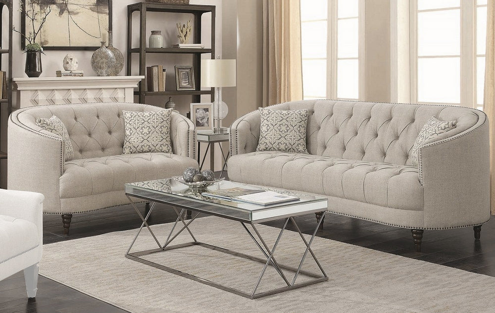 Avonlea 2-Pc Grey Fabric Sofa Set with Accent Pillows