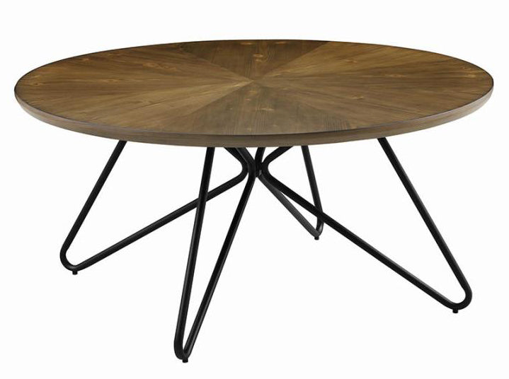 Kaelynn Dark Brown Wood/Black Metal Coffee Table