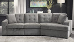 Logansport 2-Pc Gray Chenille Fabric Sectional Sofa