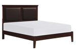 Seabright Cherry Wood/Brown Faux Leather Full Bed