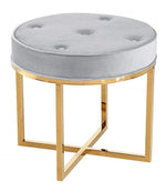 Emir Grey Velvet/Gold Accent Stool