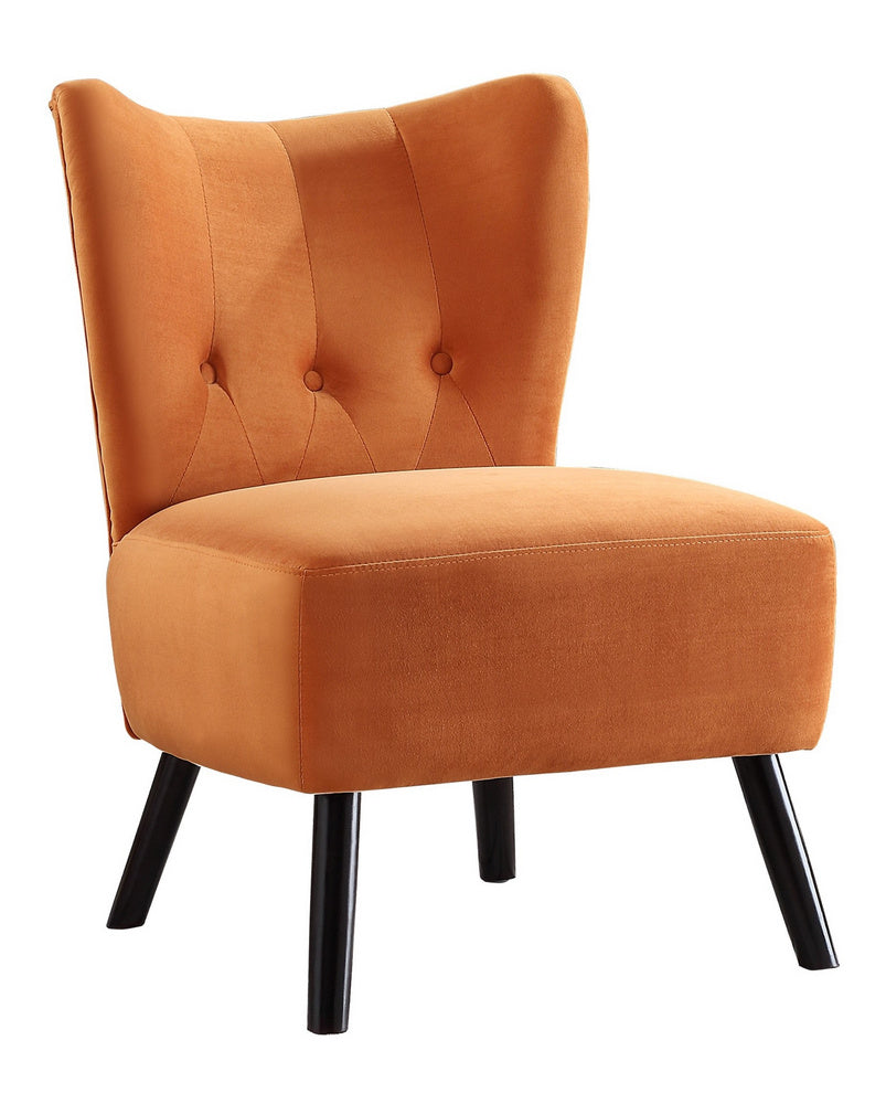 Imani Orange Velvet Tufted Accent Chair