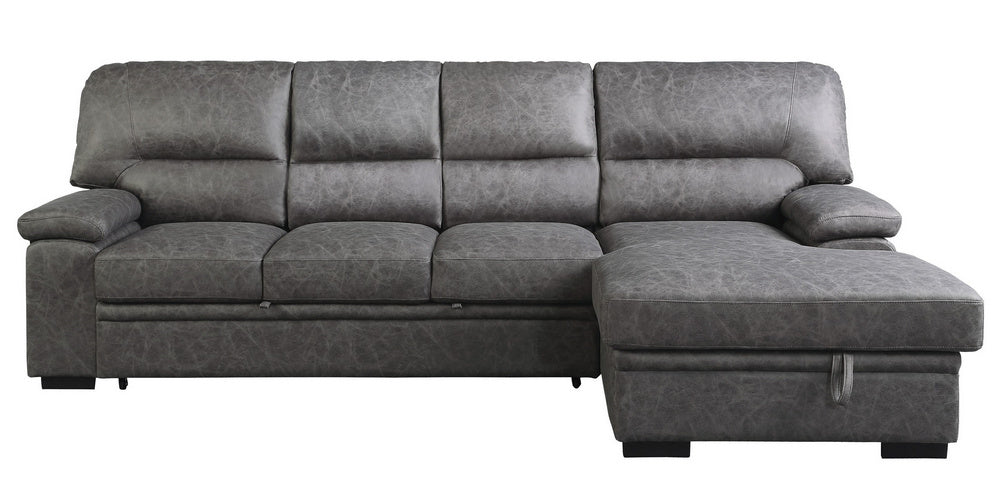 Michigan 2-Pc Dark Gray RAF Sectional with Pull-Out Bed