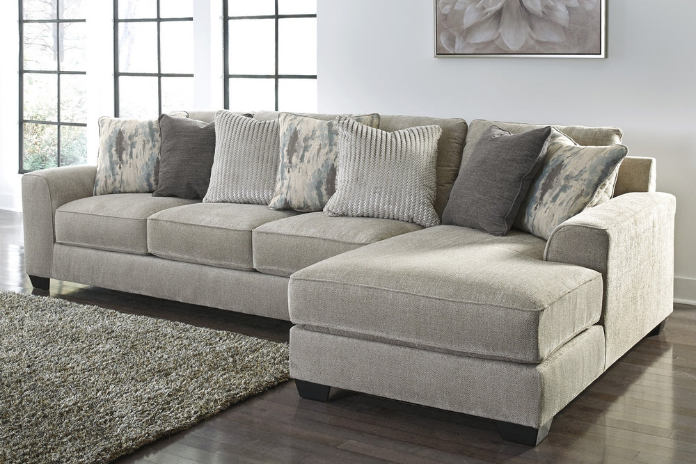 Ardsley 2-Pc Pewter Chenille Fabric RAF Sectional Sofa