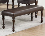 Ivy Cherry Faux Leather/Wood Dining Bench with Nailheads