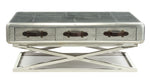 Aberdeen II Aluminum Finish Metal Coffee Table with 3 Drawers