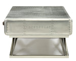 Aberdeen II Aluminum Finish Metal Coffee Table with 3 Drawers