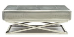 Aberdeen II Aluminum Finish Metal Coffee Table with 3 Drawers