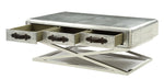 Aberdeen II Aluminum Finish Metal Coffee Table with 3 Drawers