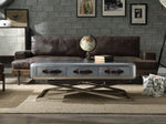 Aberdeen II Aluminum Finish Metal Coffee Table with 3 Drawers