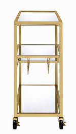 Adamsen Mirror/Gold Finish Metal Serving Cart