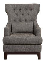 Adriano Gray Linen Fabric Button Tufted Accent Chair