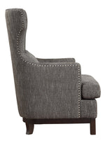 Adriano Gray Linen Fabric Button Tufted Accent Chair