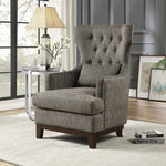 Adriano Gray Linen Fabric Button Tufted Accent Chair