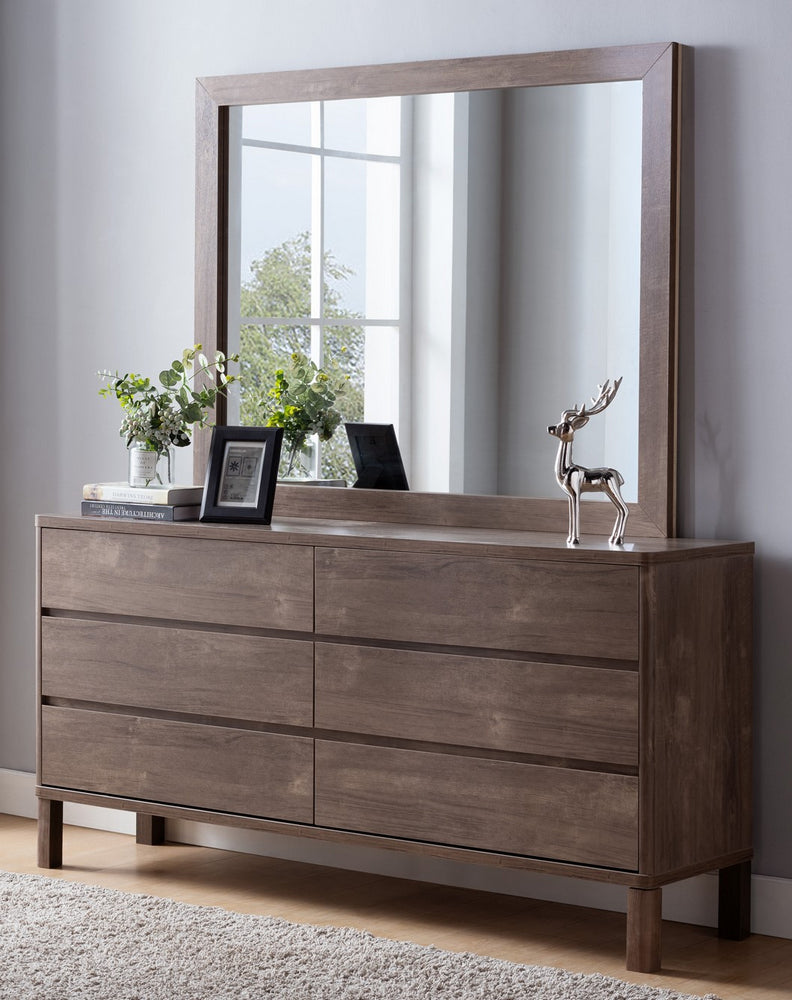 Alba Modern Hazelnut Wood 6-Drawer Dresser