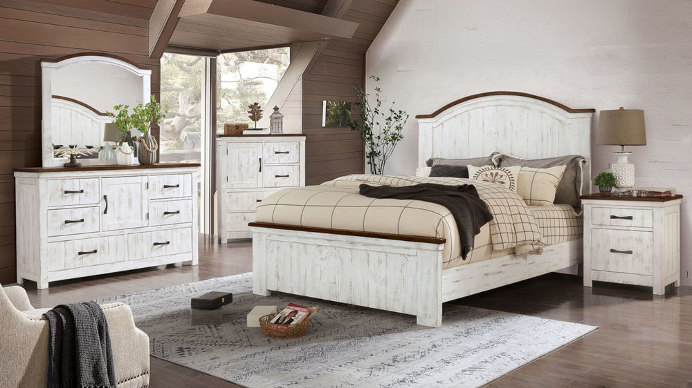 Alyson Distressed White Wood Cal King Bed