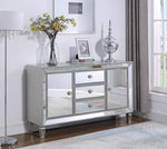 Ameila Silver Finish 60" Accent Cabinet with Mirrored Front