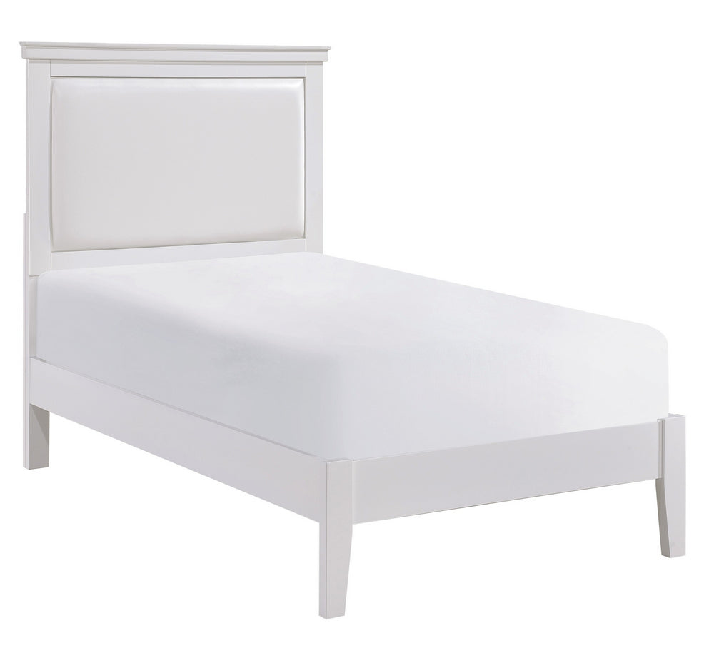 Seabright White Wood/Faux Leather Twin Bed