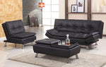 Angelica Black PU Leather Futon Sofa Bed