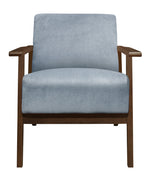 August Blue Gray Velvet Fabric Accent Chair