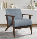 August Blue Gray Velvet Fabric Accent Chair