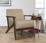 August Light Brown Velvet Fabric Accent Chair