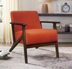 August Orange Velvet Fabric Accent Chair