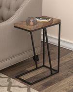 Averi Rustic Tobacco Herringbone Accent Table