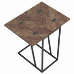 Averi Rustic Tobacco Herringbone Expandable Accent Table