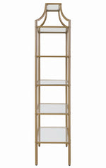 Azariah Clear Glass/Matte Gold Metal 5-Tier Bookcase