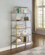 Azariah Clear Glass/Matte Gold Metal 5-Tier Bookcase