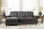 Venaldi Gunmetal Faux Leather Reversible Sofa Chaise