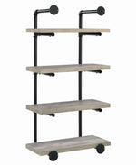 Berkley Grey Driftwood Wood/Black Metal 24"W Wall Shelf