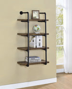 Berkley Rustic Oak Wood/Black Metal 24"W Wall Shelf