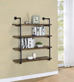 Berkley Rustic Oak Wood/Black Metal 40"W Wall Shelf