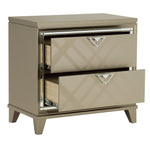 Bijou Champagne Metallic Wood 2-Drawer Nightstand